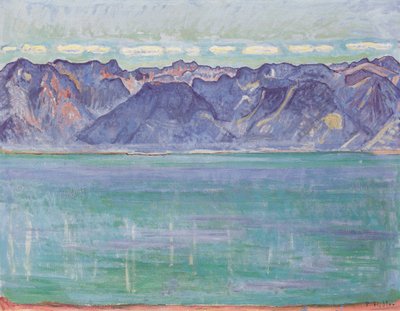 Genfersee mit Blick auf die Savoyerberge von Ferdinand Hodler
